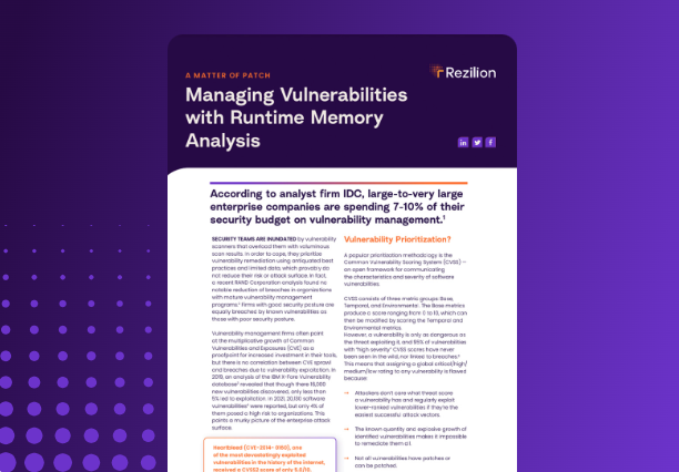 Managing Vulnerabilities with Runtime Memory Analysis